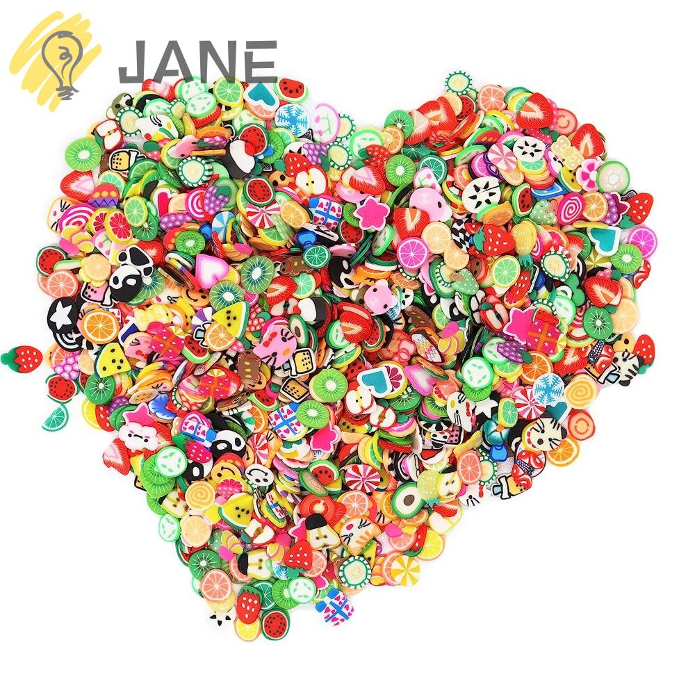 JANE Bộ 4000 Miếng Slime Trái Cây 3D Trang Trí Móng Tay