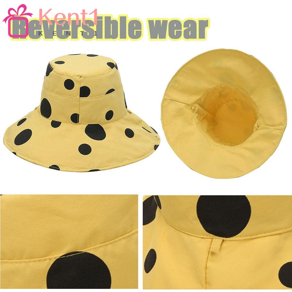 KENT1 Nón Tai Bèo Rộng Vành Chống Tia UV Họa Tiết Chấm Bi Có Thể Đảo Ngược Cho Nữ