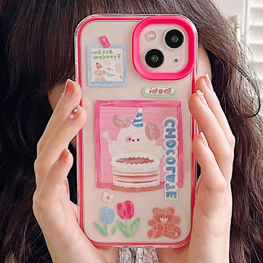 Ốp Điện Thoại TPU Mềm Chống Sốc 3 Trong 1 In Hình Gấu Dễ Thương Cho IPhone 14 13 12 11 Pro Max X XR 8 7 Plus