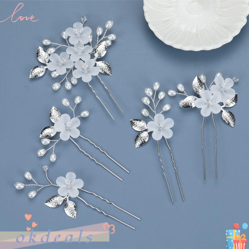 OKDEALS Set 5 Trâm Cài Tóc Hình Hoa Đính Đá Thời Trang Cho Nữ