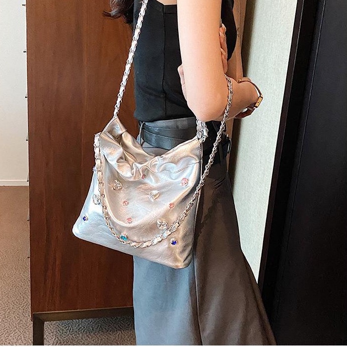 Túi Xách Da PU Đeo Chéo Đính Kim Cương Màu Sắc Thời Trang Phong Cách Pháp Hàng Mới 2023 Dành Cho Bạn Nữ