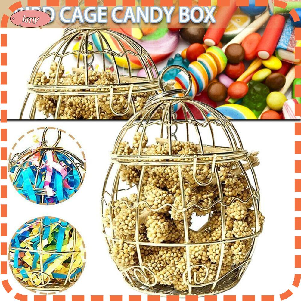 KRNY Hộp Đựng Thức Ăn Bằng Sắt Màu Vàng Kim Thiết Kế Đục Lỗ Độc Đáo Tiện Dụng Cho Chim / Vẹt