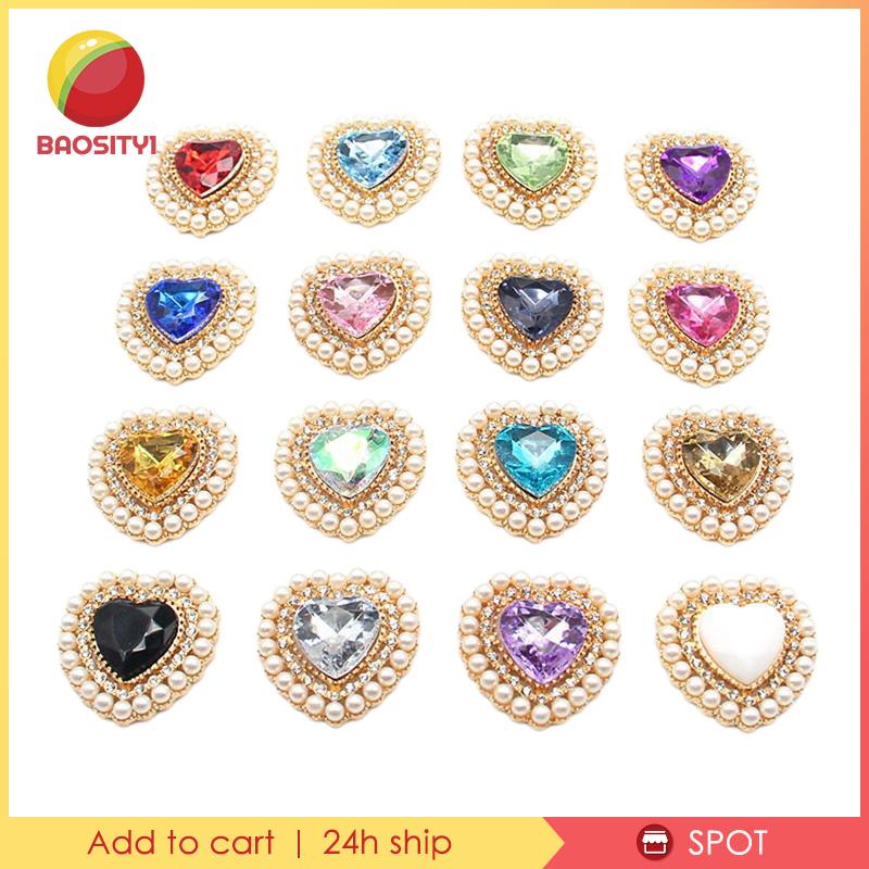 10 Nút Áo Hình Trái Tim Đính Đá Nhiều Màu Sắc