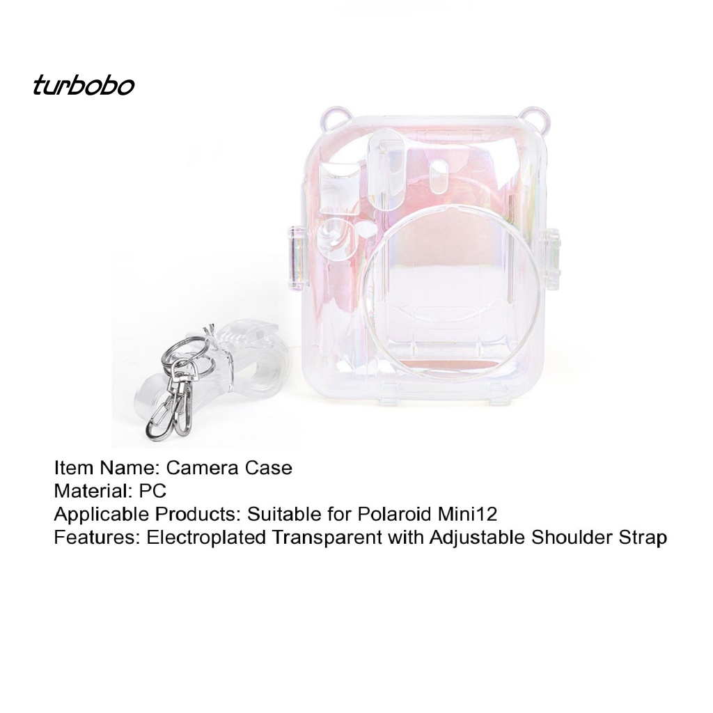 Vỏ Bảo Vệ Camera Polaroid Mini12 Trong Suốt Mạ Điện Kèm Dây Đeo Vai Tùy Chỉnh Tiện Dụng