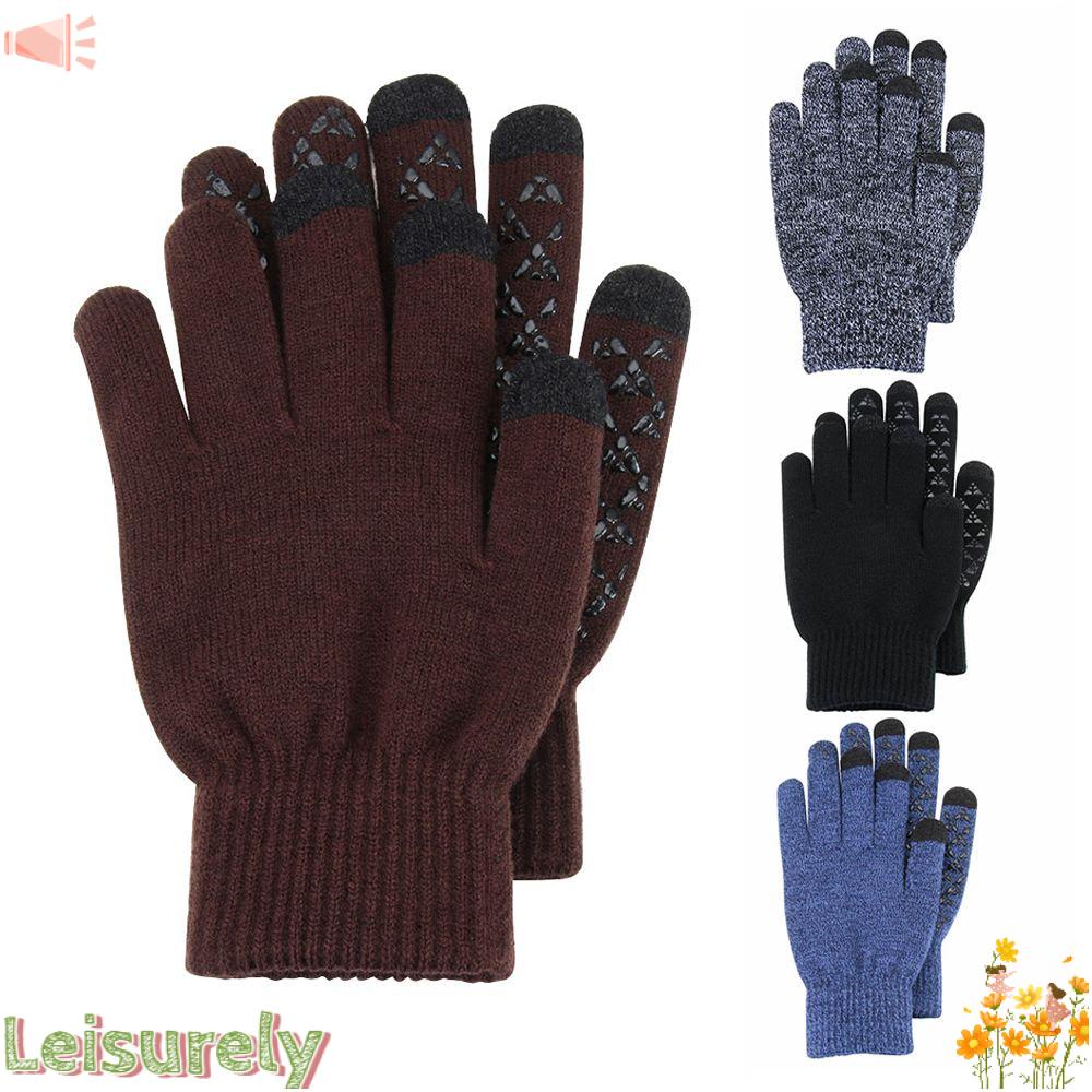 LEILY Găng Tay Len Mềm Mại Co Giãn Giữ Ấm Mùa Đông