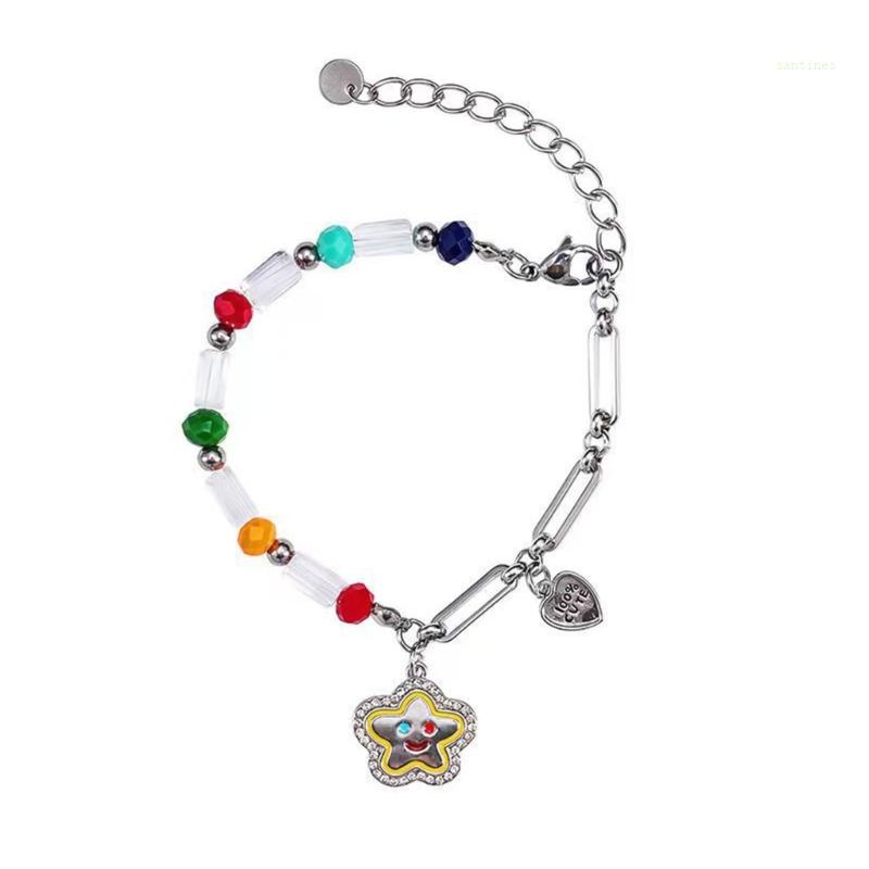 Vòng Tay Chuỗi Hạt Nhiều Màu Đính Mặt Cười Ngôi Sao