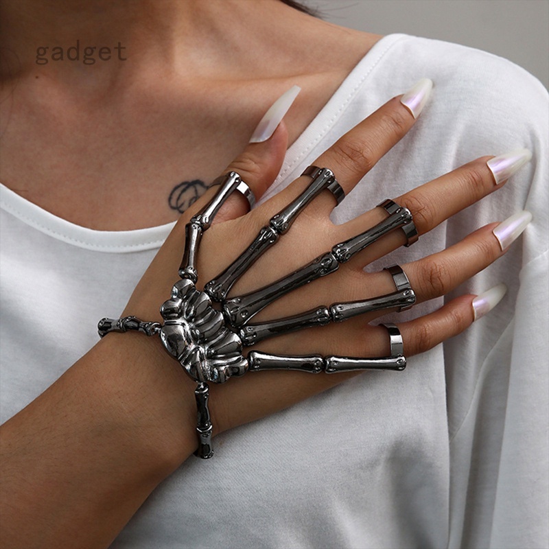 Gdt Vòng Đeo Tay Năm Ngón Hình Đầu Lâu Có Thể Điều Chỉnh Kích Thước Phong Cách Punk Goth Dành Cho Bạn Nữ