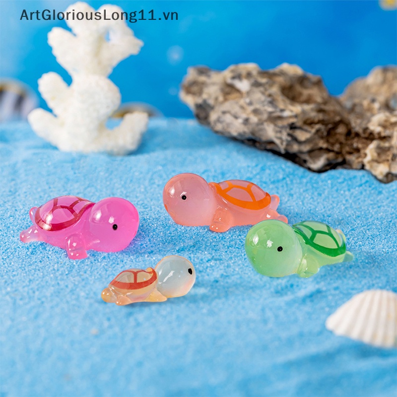 Set 1 / 5 Mô Hình Rùa Mini Bằng Nhựa Resin Dạ Quang Trang Trí Bảng Điều Khiển Xe Hơi