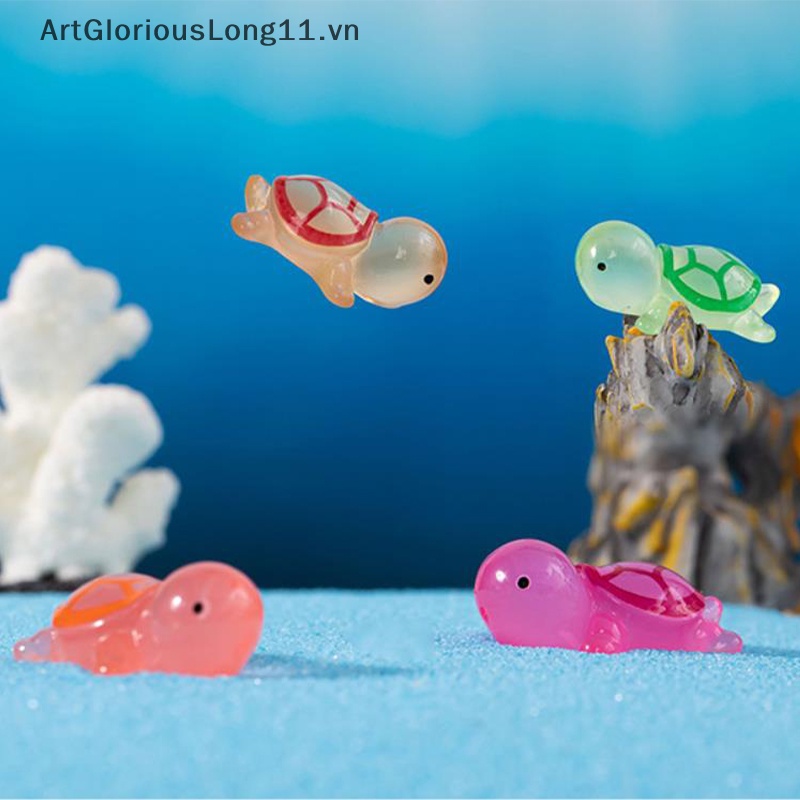 Set 1 / 5 Mô Hình Rùa Mini Bằng Nhựa Resin Dạ Quang Trang Trí Bảng Điều Khiển Xe Hơi