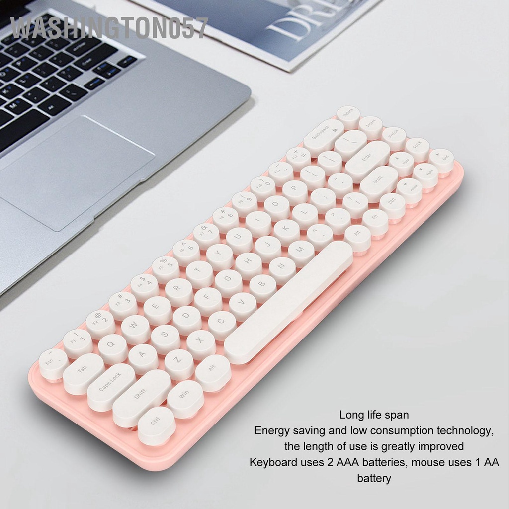 Washington057 Combo Bàn Phím Và Chuột Máy Đánh Chữ 68 Đường Truyền Ổn Định 2.4GHz Chạy Bằng Pin Retro Cho Windows