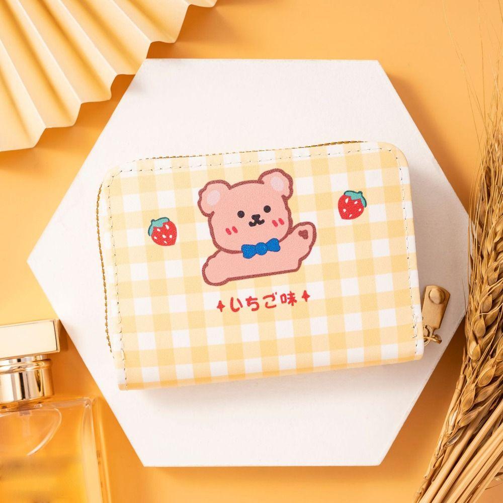 DYRUIDOJ Ví Đựng Thẻ / Tiền Họa Tiết Hoạt Hình Chú Chó / Quả Chanh Kẻ Sọc Thanh Lịch Cho Nữ