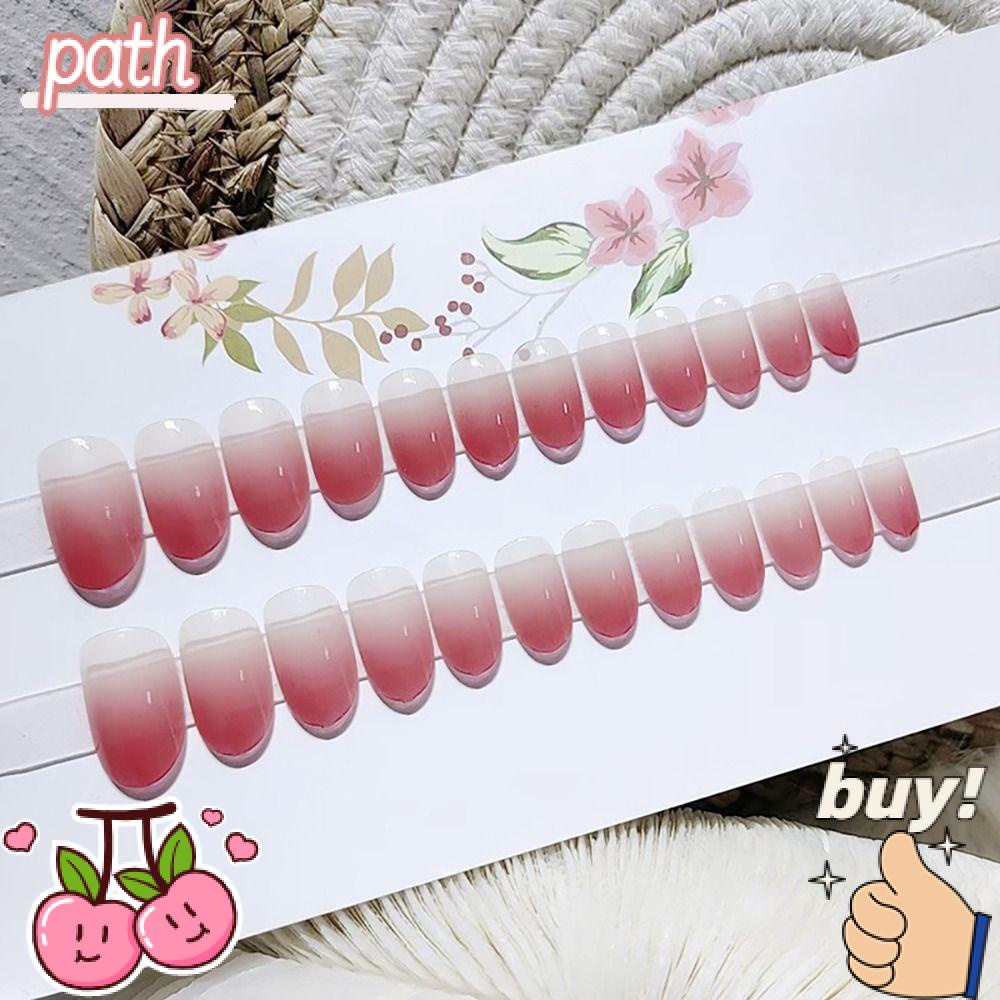 PATH Móng Tay Giả Che Phủ Toàn Diện Tháo Rời Được Màu Gradient Cherry Phong Cách Pháp Cho Nữ