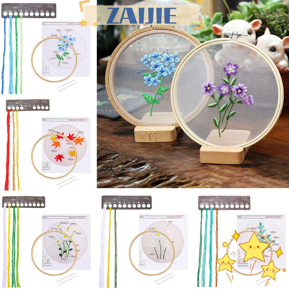 ZAIJIE24 Khung Thêu Thủ Công DIY Hình Bông Hoa Tiện Lợi
