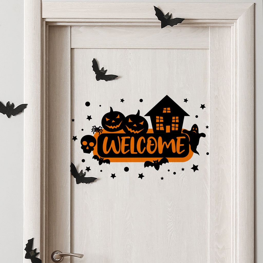 (Bất Ngờ) Nhãn Dán Tường Cửa Sổ Tự Dính Hình Bí Ngô Halloween Có Thể Tháo Rời Dễ Dàng Trang Trí Tiệc Tùng