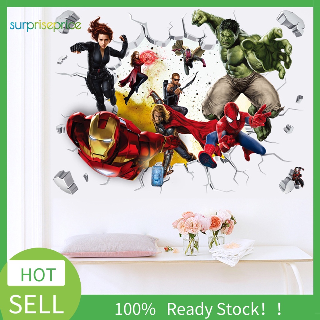 Miếng Dán Tường Bằng PVC Chống Thấm Nước Hình Avengers