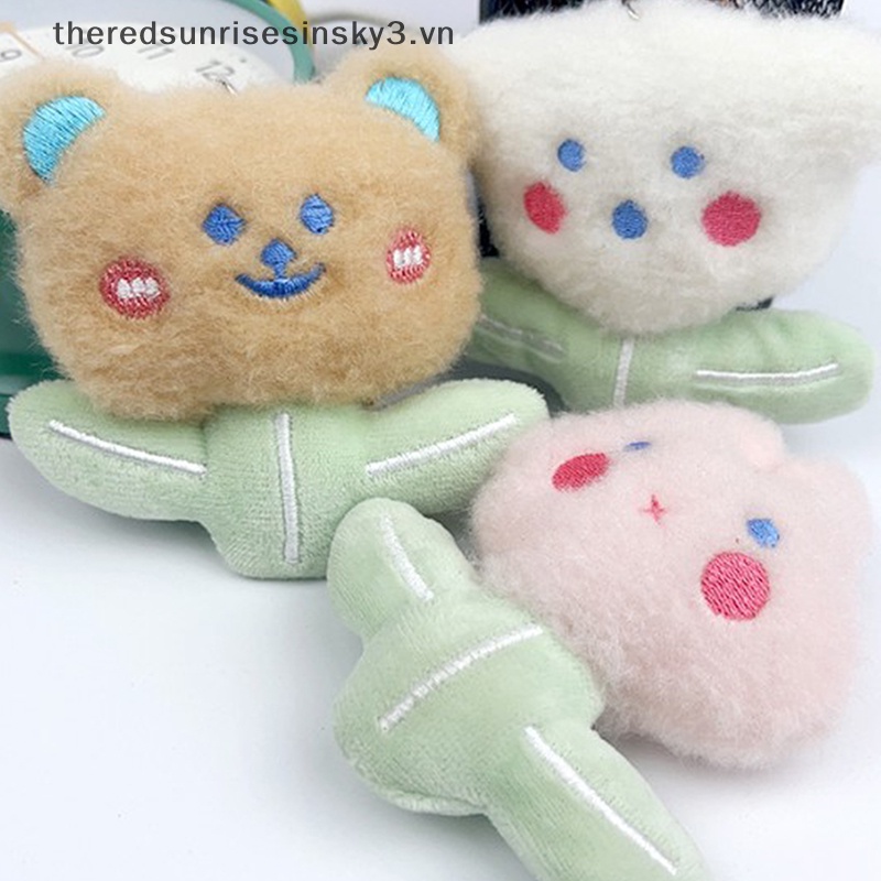 Móc Khóa Hình Gấu / Thỏ Hồng 3D Phủ Lông Sáng Tạo Dễ Thương