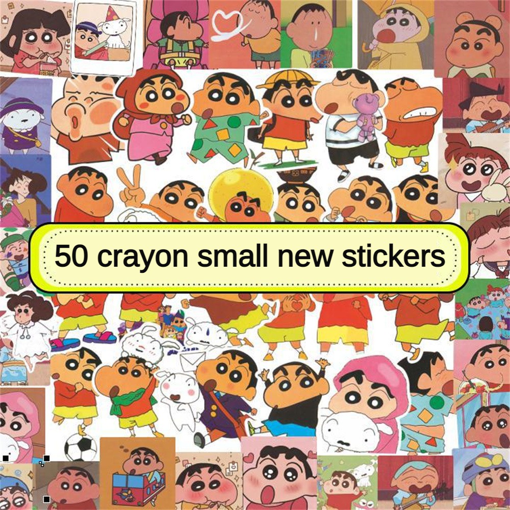 Bộ 50 Miếng Dán Hoạt Hình Cậu Bé Bút Chì shin-chan Dễ Thương
