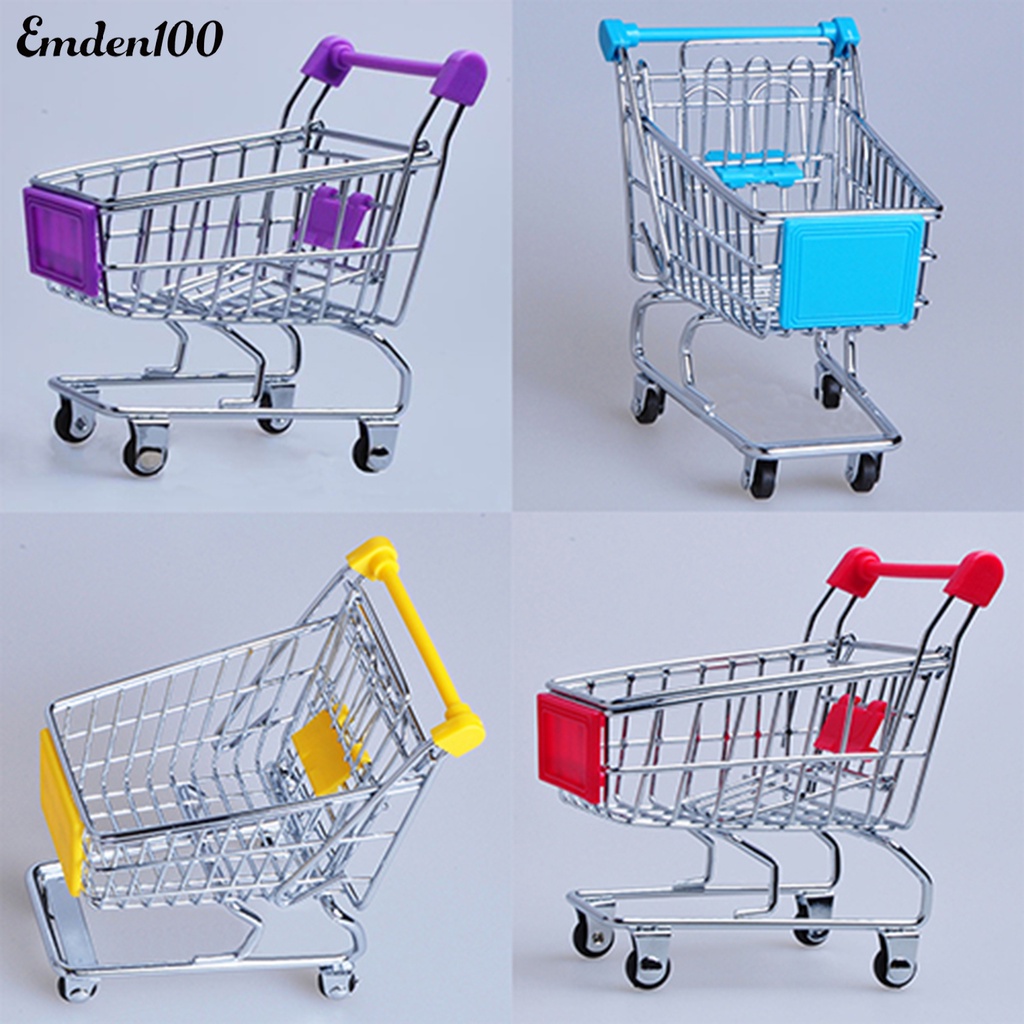 [EMDEN] Giỏ Mua Sắm Mini Trang Trí Mô Phỏng Xe Đẩy Hàng Đồ Chơi