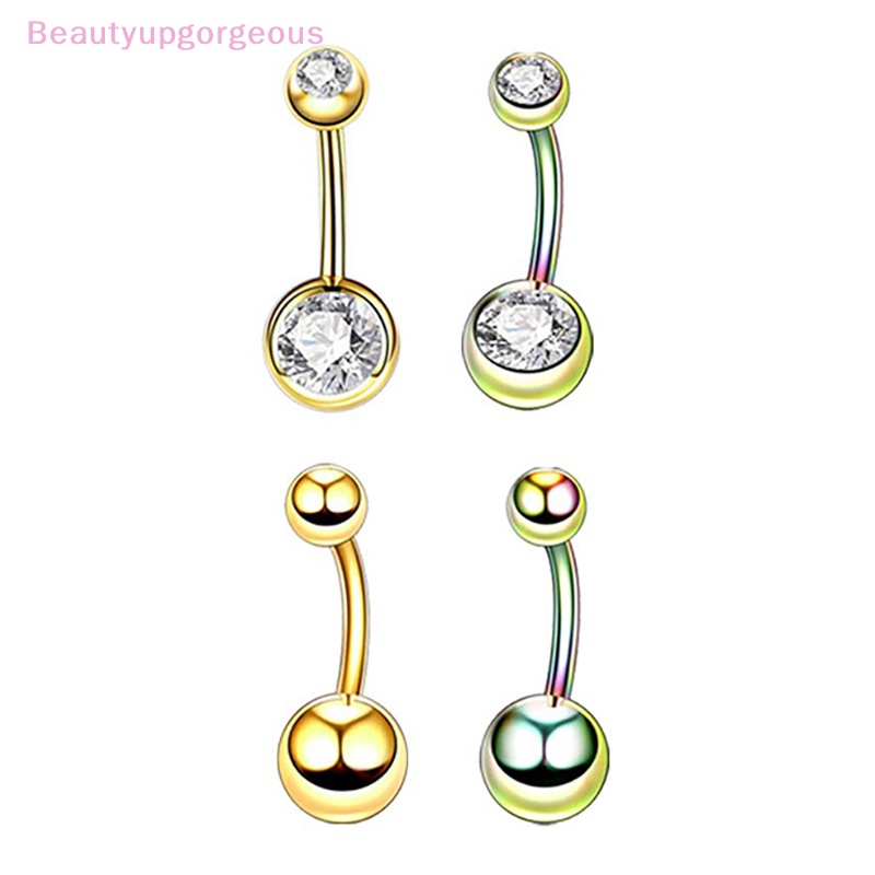 Set 5 Khuyên Rốn Bằng Thép Không Gỉ Đính Kim Cương Giả