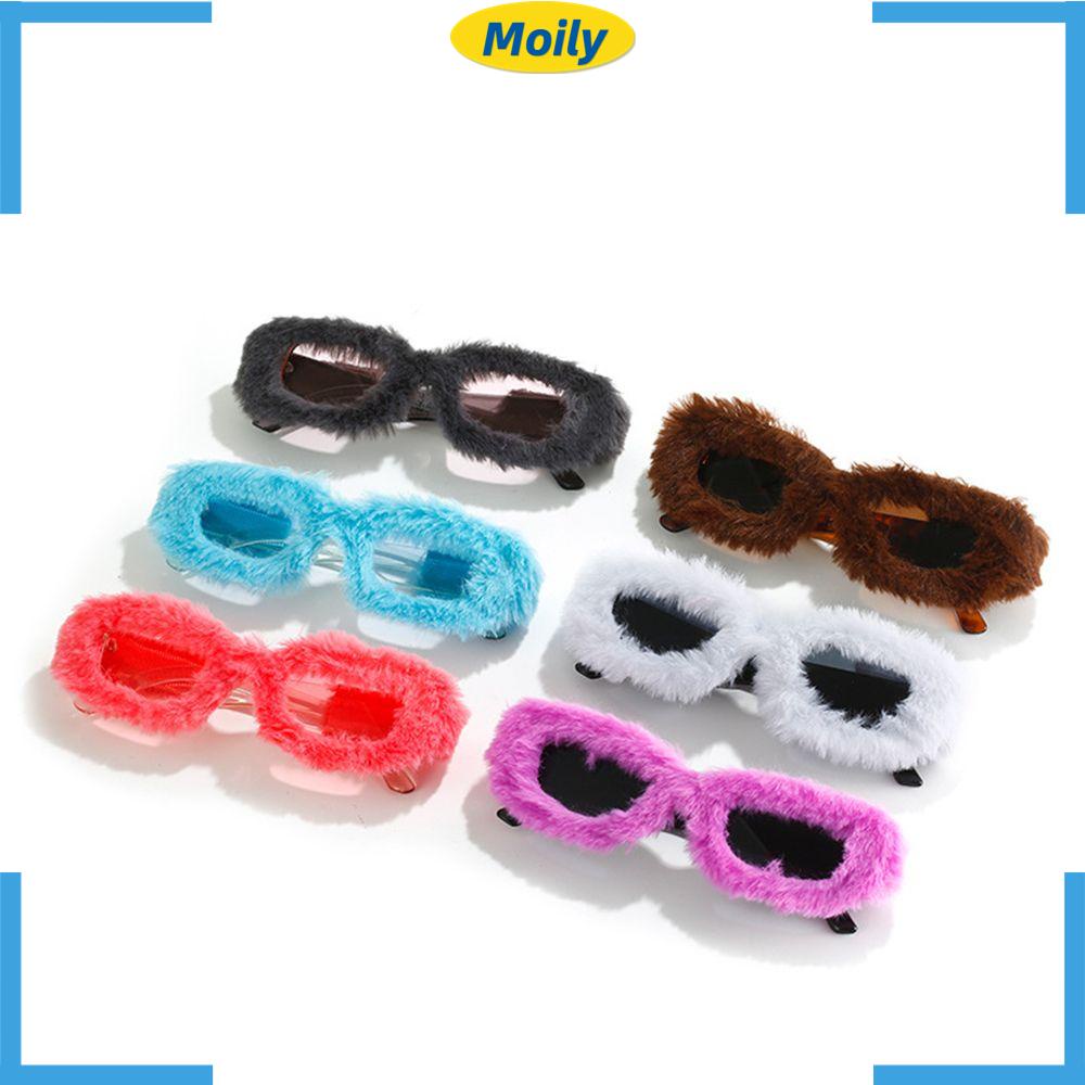 MOILYVN Kính Mát Hình Chữ Nhật Bằng Lông Nhung Vui Nhộn Cho Tiệc Hóa Trang