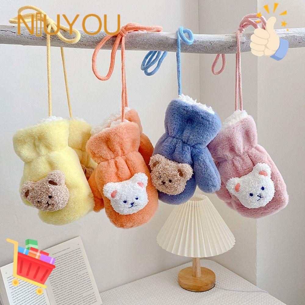 NIUYOU Găng Tay 3D Hình Gấu Mềm Mại Dễ Thương Cho Bé 2-6 Tuổi