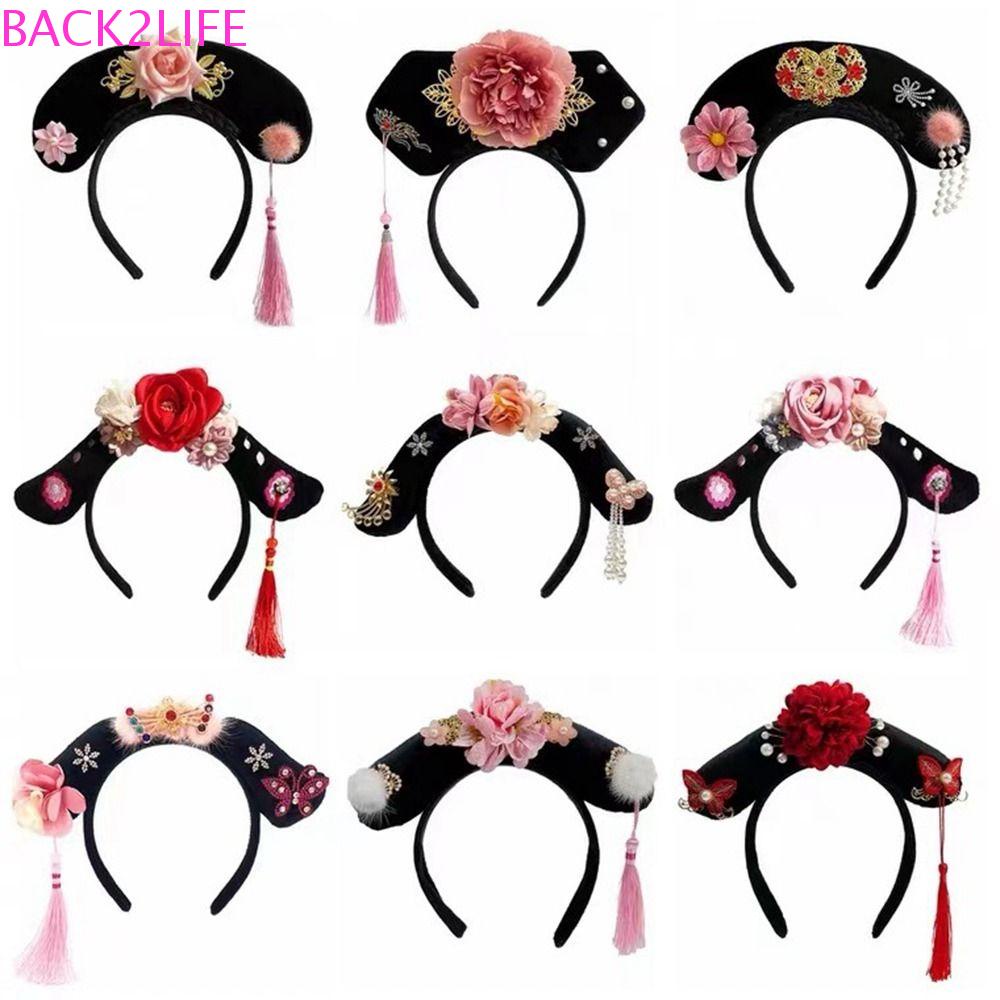 BACK2LIFE Băng Đô Cài Tóc Đính Nơ Phối Tua Rua Phong Cách Trung Hoa Cổ Điển Cho Bé Gái