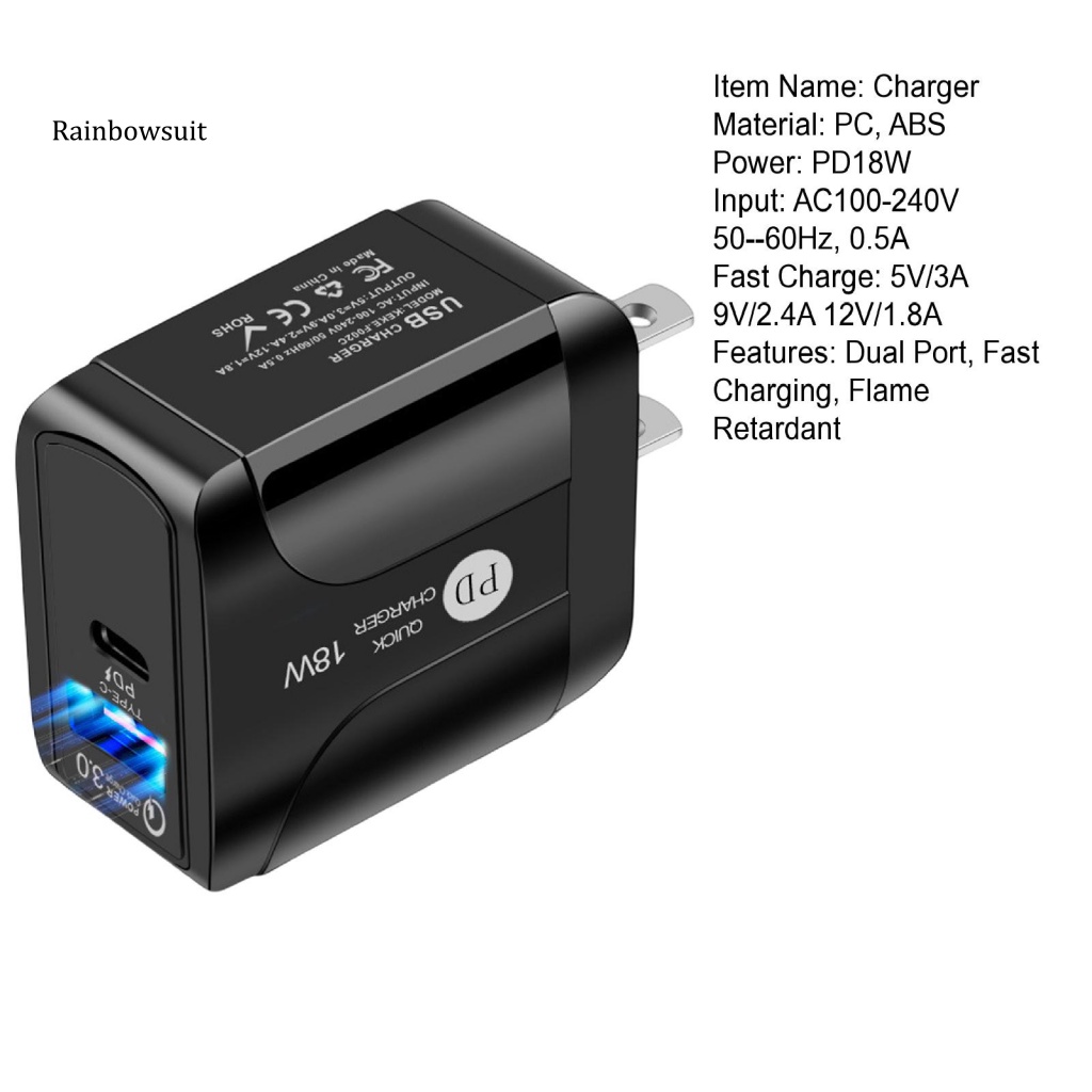 Adapter Sạc Điện Thoại Type-C Hai Cổng Gắn Tường An Toàn Cho Nhà Ở