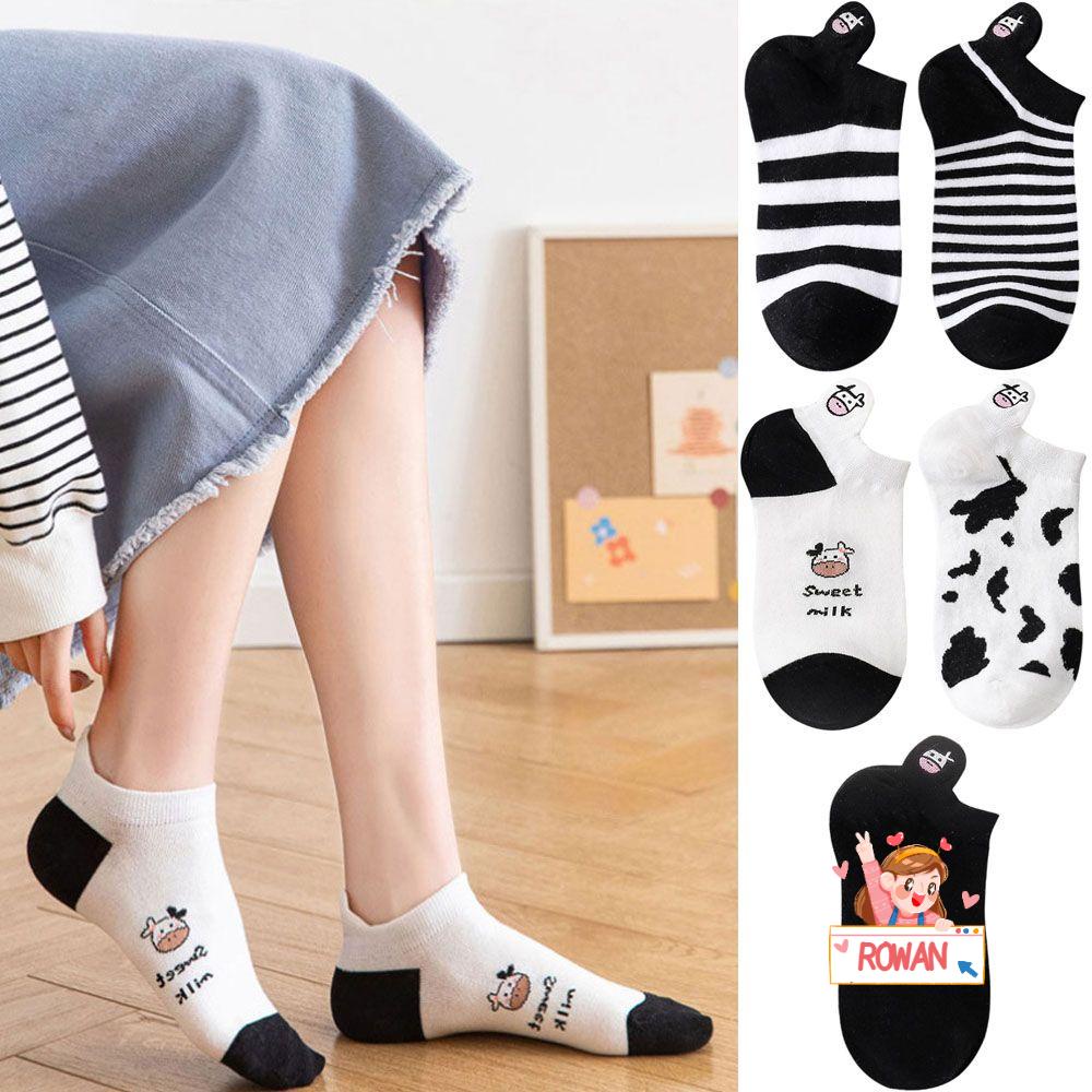 ROWANS Vớ Cổ Thuyền Siêu Mỏng Thoáng Khí In Họa Tiết Hoạt Hình Dễ Thương Thời Trang Cho Nữ