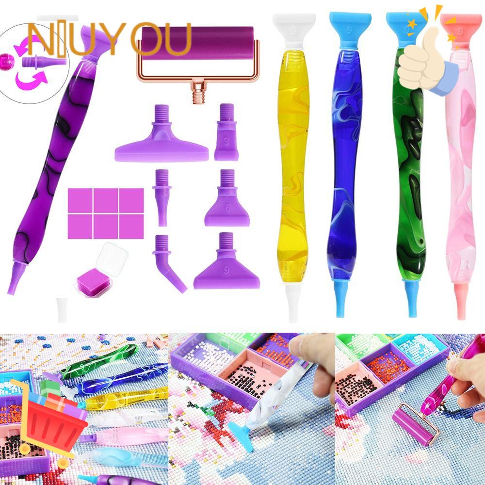 NIUYOU Bút Thêu Tranh Chữ Thập Bằng Nhựa Resin Có Đầu Thay Thế DIY