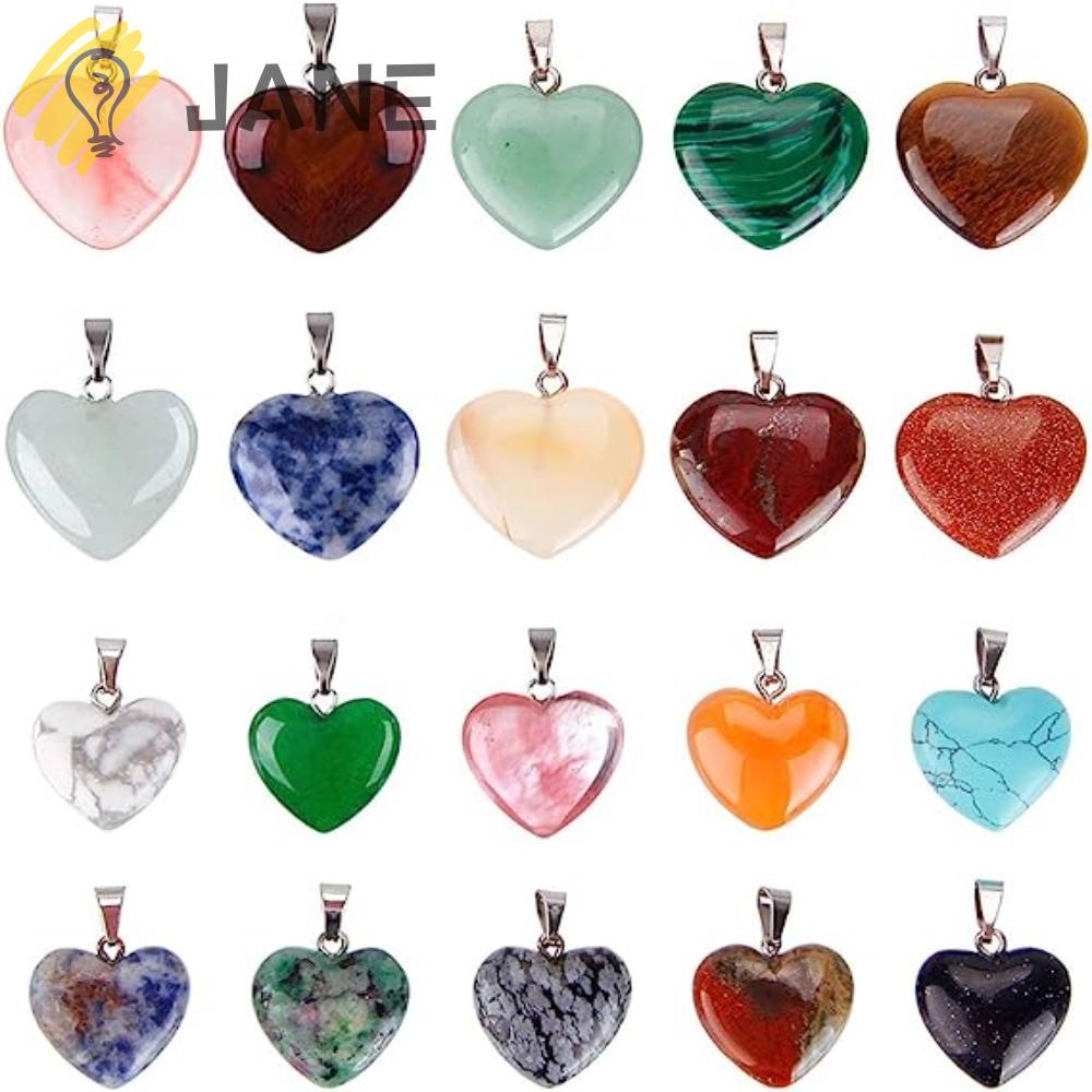 JANE Bộ 20 Mặt Dây Chuyền Hình Trái Tim Bằng Đá 2 Kích Cỡ 20 Kích Cỡ