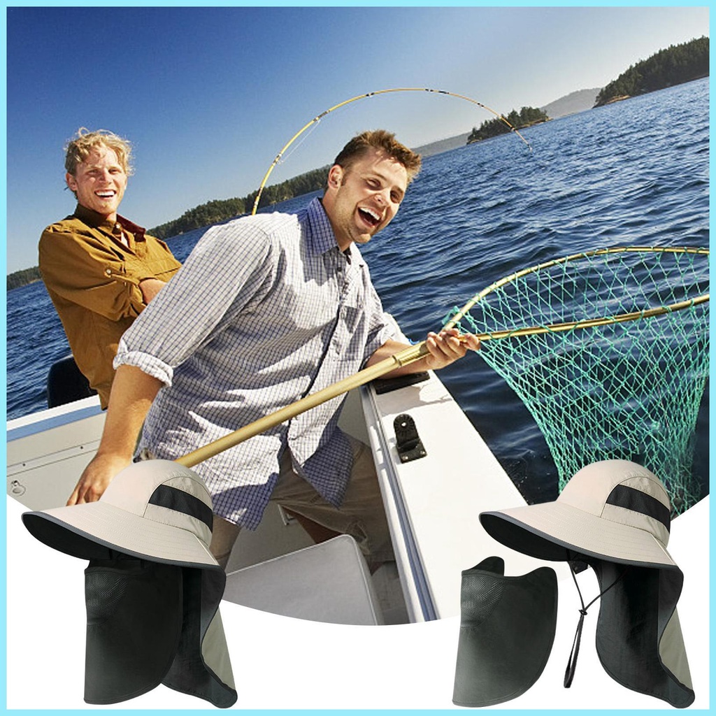 Mũ Câu Cá Có Tấm Che Cổ Vành Rộng Chống Nắng Cho Nam