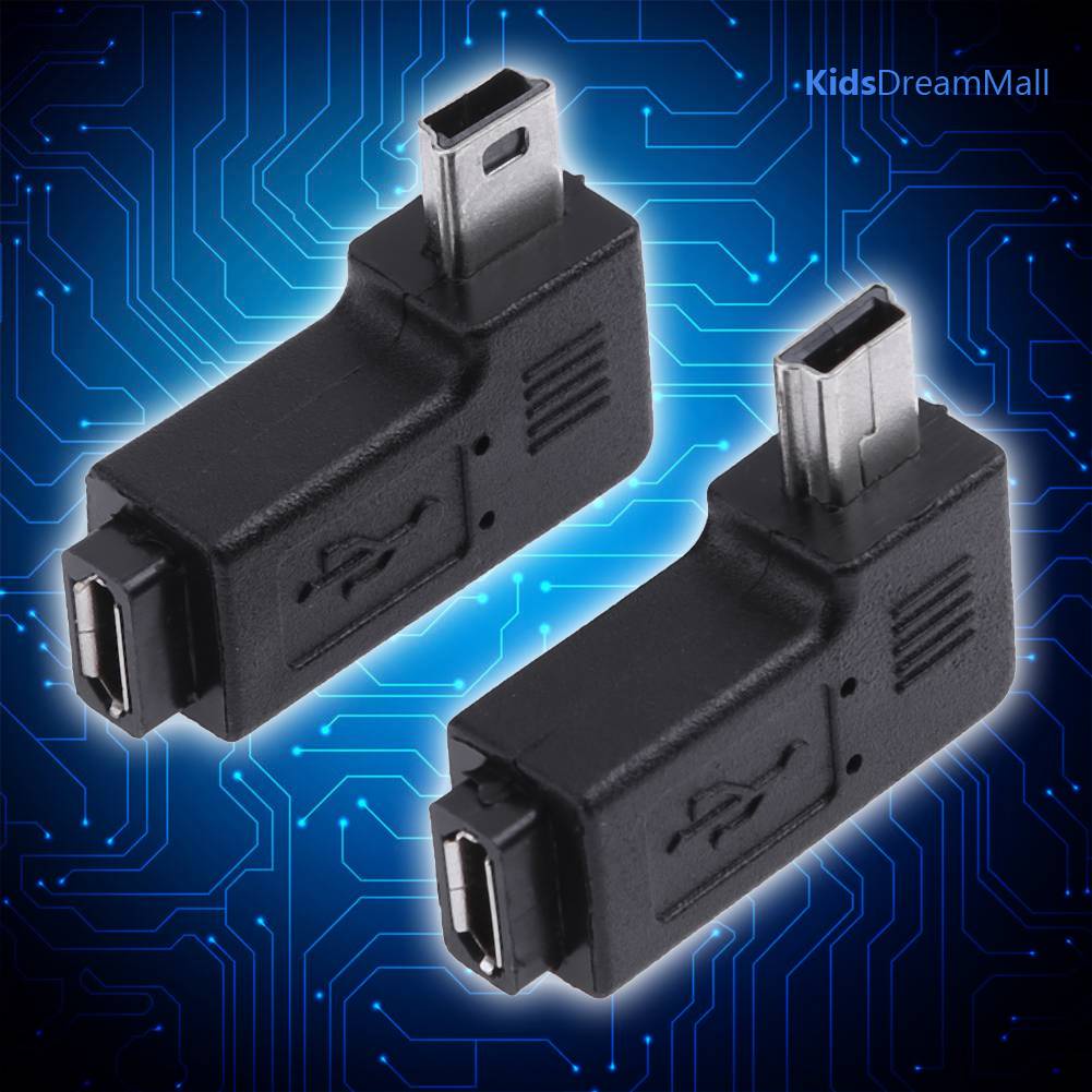 Set 2 Đầu Nối Chuyển Đổi 90 Độ Micro USB Female Sang Mini USB Male
