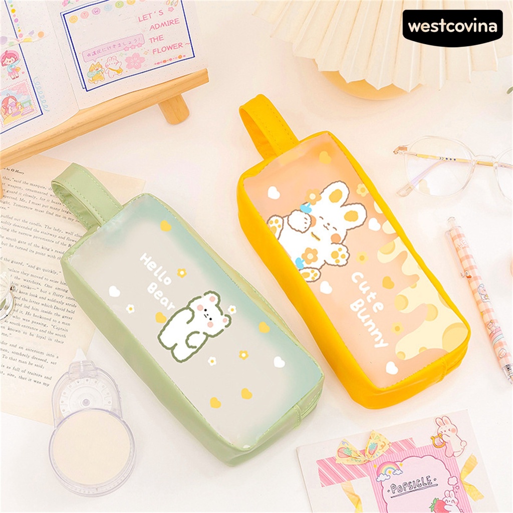 [WSTN]✎Túi Đựng Bút Trong Suốt Chống Bụi Sức Chứa Lớn In Họa Tiết Hoạt Hình Dễ Thương Dùng Hàng Ngày