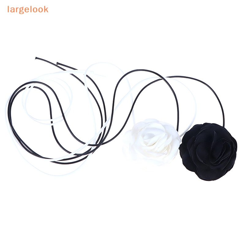 [Biglook] Vòng Cổ Choker Dây Dài Bằng Vải Hoa Lớn Màu Trắng Và Đen Lãng Mạn Phụ Kiện Trang Sức Vòng Cổ Cho Nữ