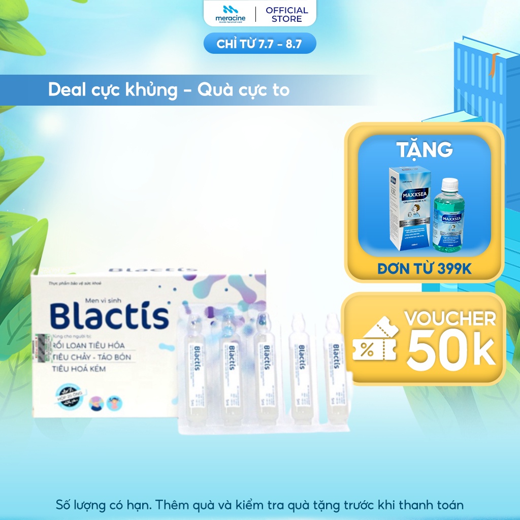Thực phẩm bảo vệ sức khỏe Men vi sinh Blactis giúp cân bằng hệ vinh sinh đường ruột, giảm rối loạn tiêu hóa hộp 20 ống