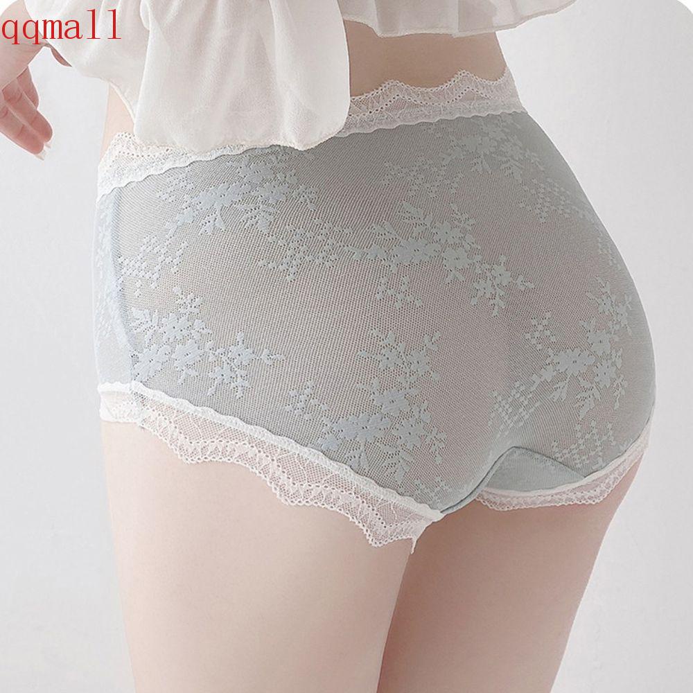 QQMALL Quần Lót Lưới Cotton Trong Suốt Lưng Vừa Đính Nơ Thanh Lịch Cho Nữ