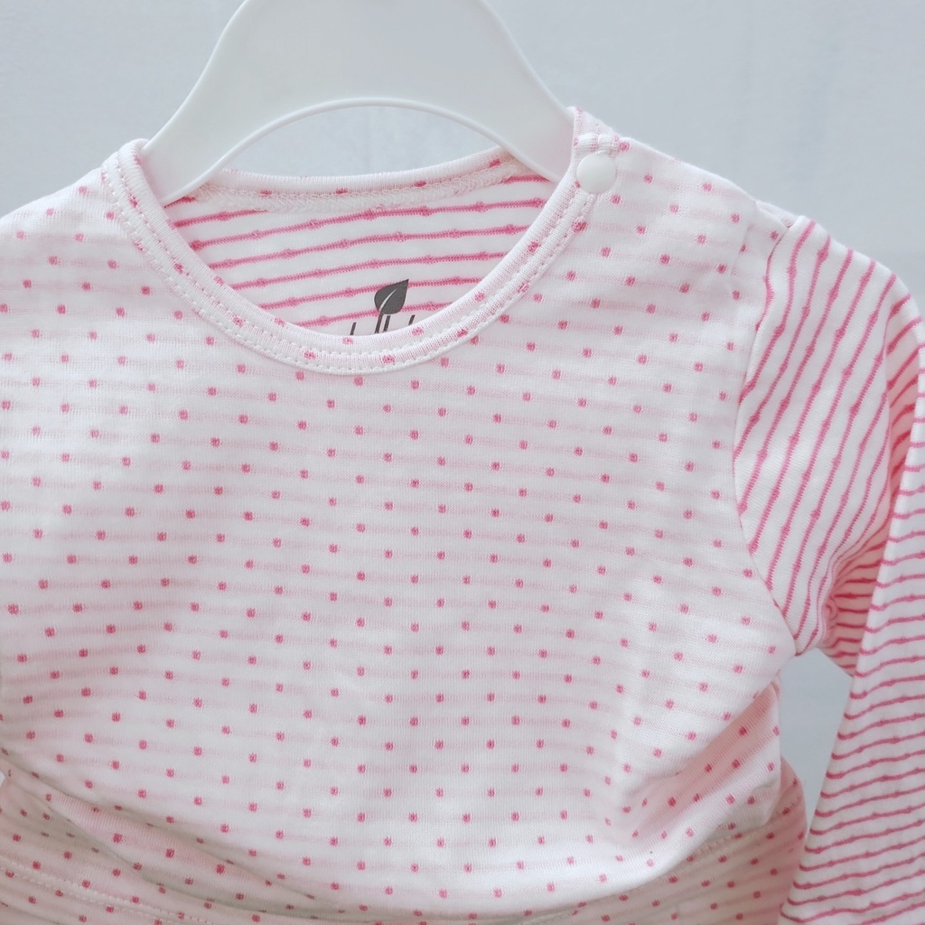 Bộ quần áo dài tay mùa đông Lullaby 2023 cúc vai vải cotton 2 lớp mềm mại cho bé 12 tháng - 4 tuổi