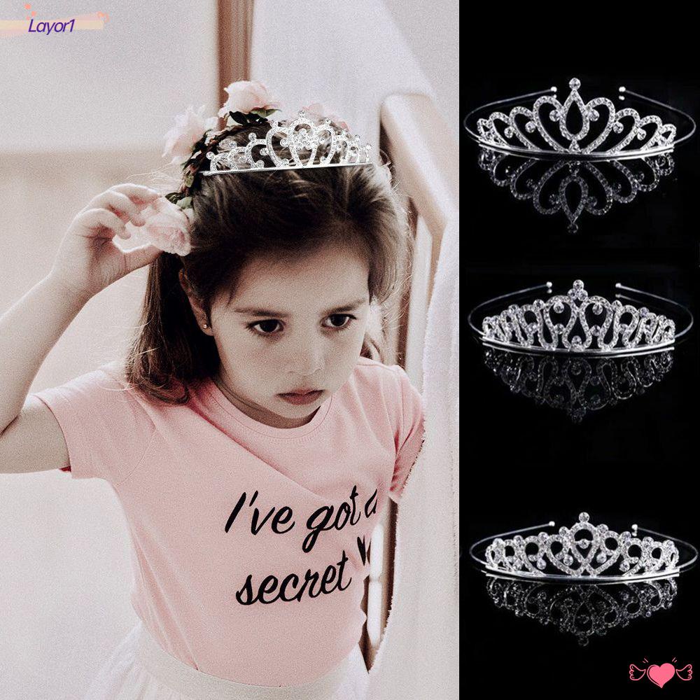 LAYOR1 Vương Miện Cài Tóc Đính Pha Lê Cho Cô Dâu