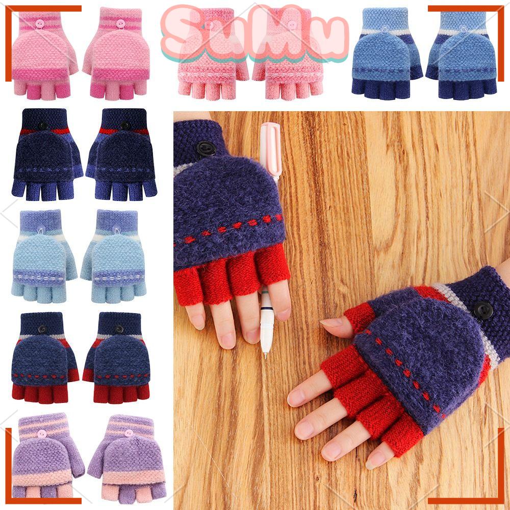 SUMU Găng Tay Dệt Kim Giữ Ấm Mùa Đông Kiểu Dáng Dễ Thương