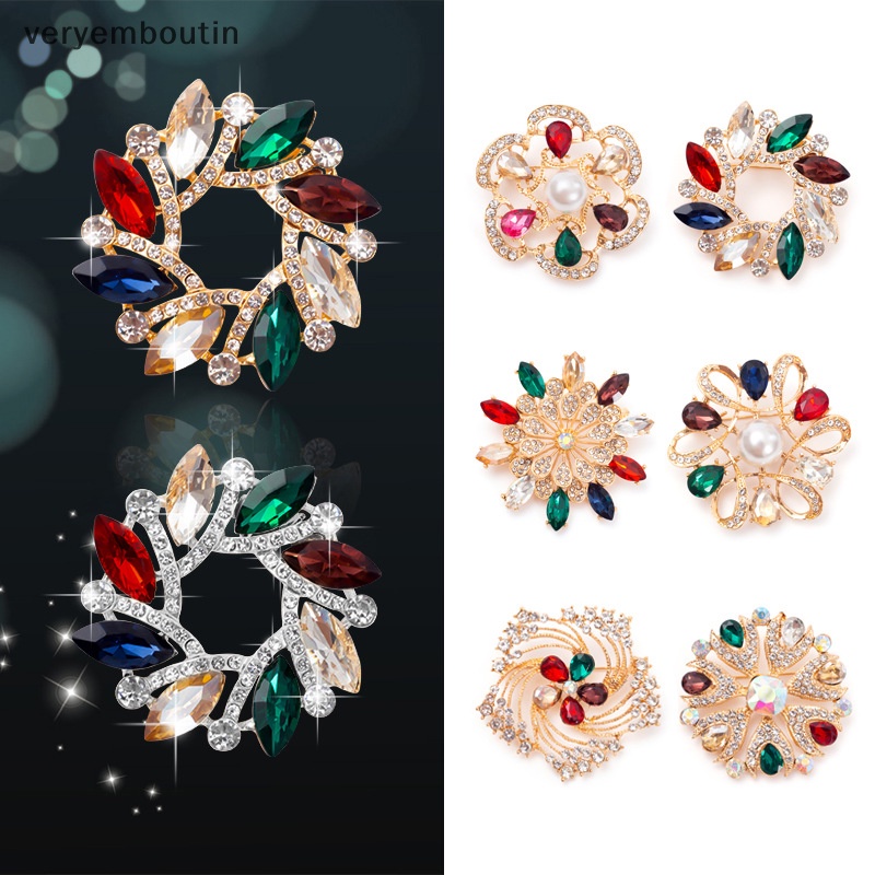 Ghim Cài Áo Hình Hoa Đính Đá Nhiều Màu Sắc Phong Cách Hàn Quốc