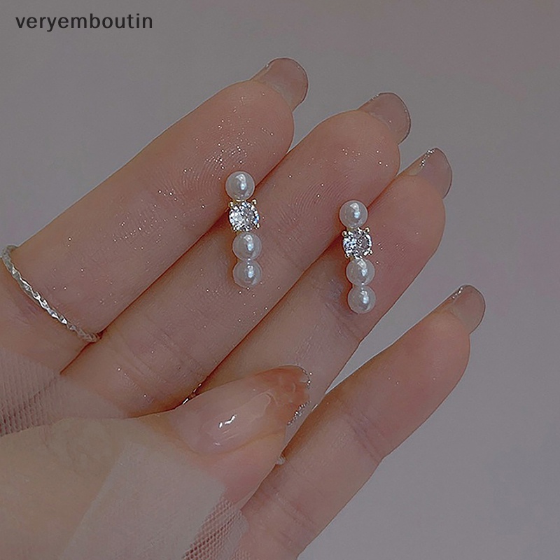 1 Đôi Bông Tai Ngọc Trai Đính Đá Zircon Phong Cách Hàn Quốc Thời Trang Cho Nữ