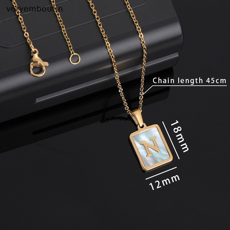 Vòng cổ Mặt Vuông Bằng Thép Không Gỉ Mạ Vàng Khắc Chữ Mother of Pearl Thời Trang Cho Nữ