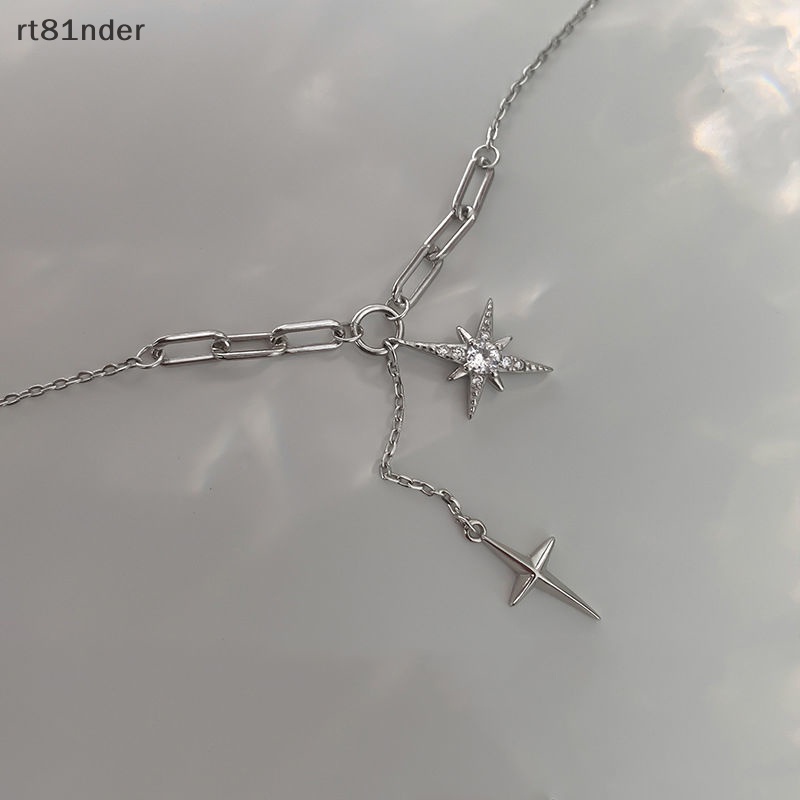 Rt Vòng cổ Bạc Mặt Ngôi Sao Sáu Cánh Đính Đá Zircon Đơn Giản Ngọt Ngào Cho Nữ