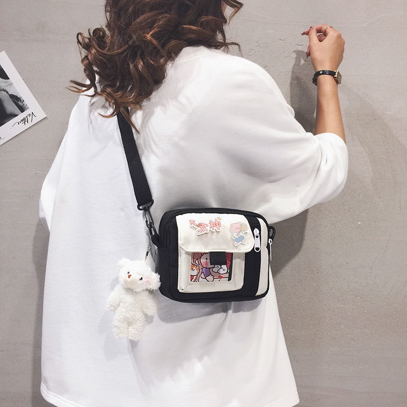 Túi Đeo Chéo Vải Canvas Phong Cách Hàn Quốc Thời Trang Mới Cho Nữ