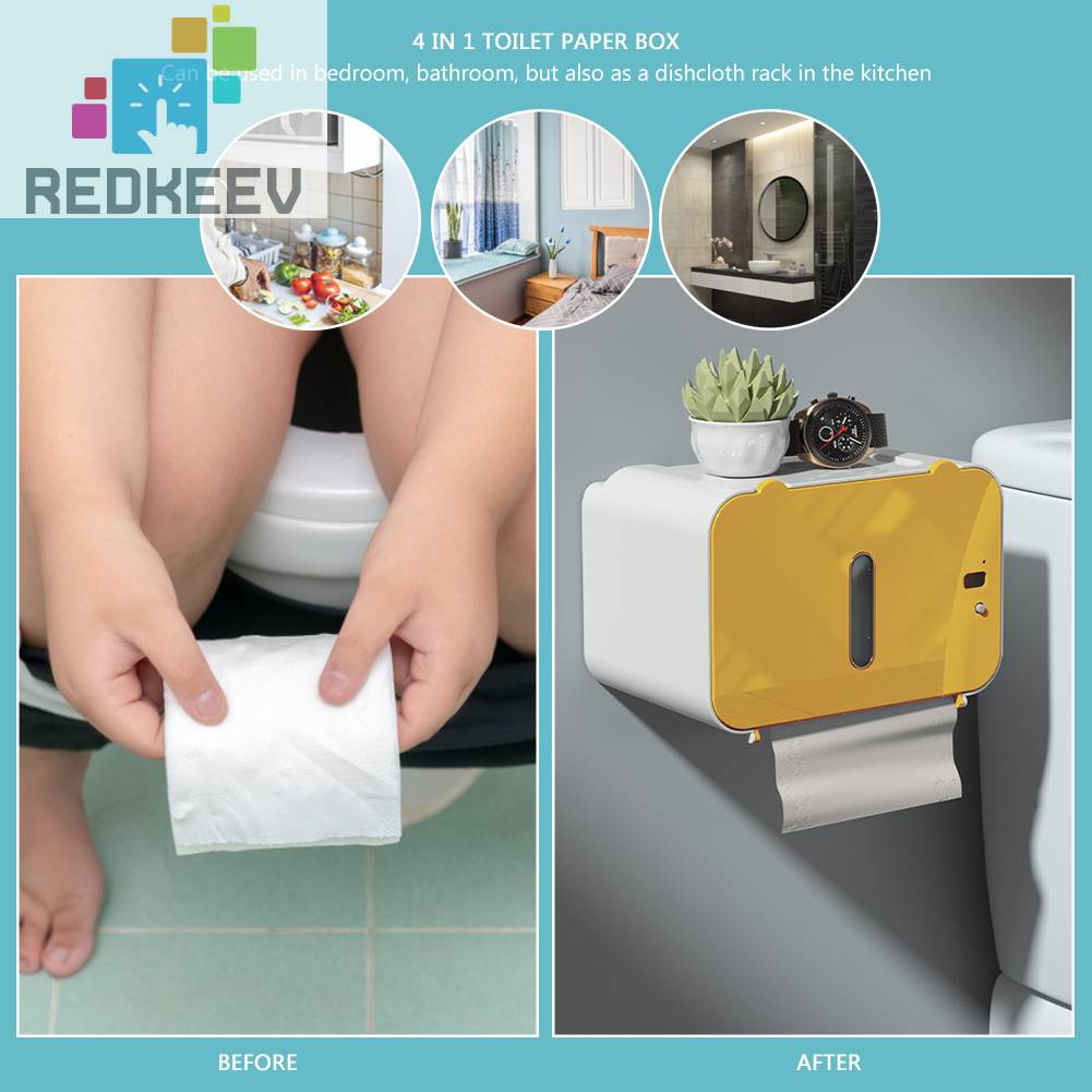 Hộp Đựng Giấy Cuộn Cảm Biến Thông Minh Gắn Tường Kèm Sạc USB Tiện Dụng Cho Nhà Tắm