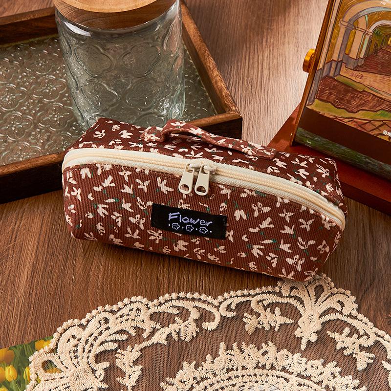 Túi đựng bút Vintage Flower Pencil Case Hone vải nhung mịn