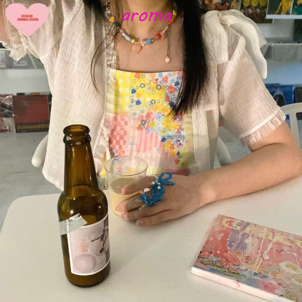 AROMA Vòng Cổ Choker Y2K Đính Hạt Nhiều Màu Sắc Phong Cách Bohemia Hàn Quốc Cho Nữ