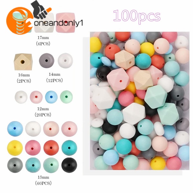 Bộ 100 Hạt Silicone Hình Đa Giác Làm Vòng Tay / Móc Khóa Diy