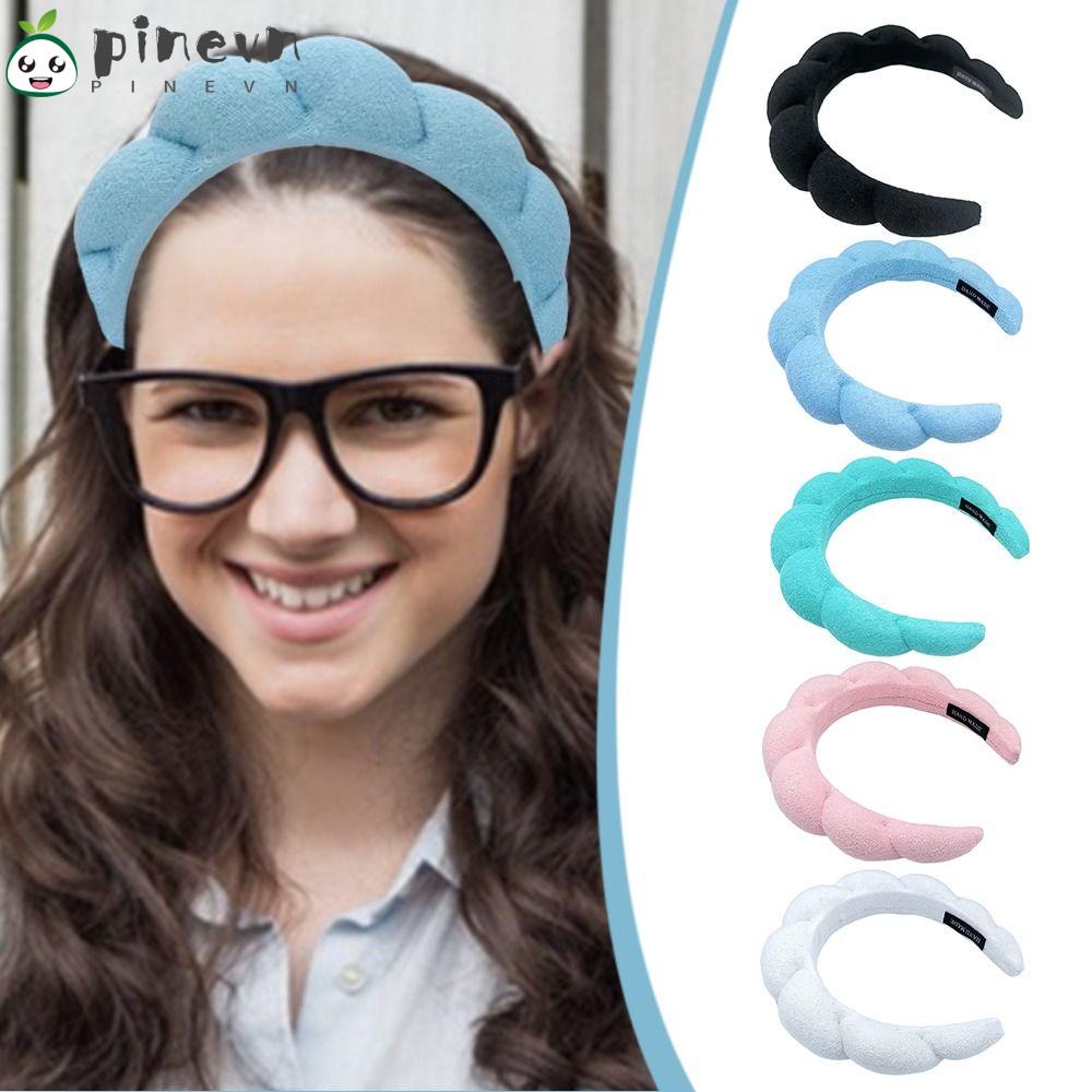 PINEVN Băng Đô Rửa Mặt / Trang Điểm Bằng Bọt Biển Màu Trơn Cho Nữ