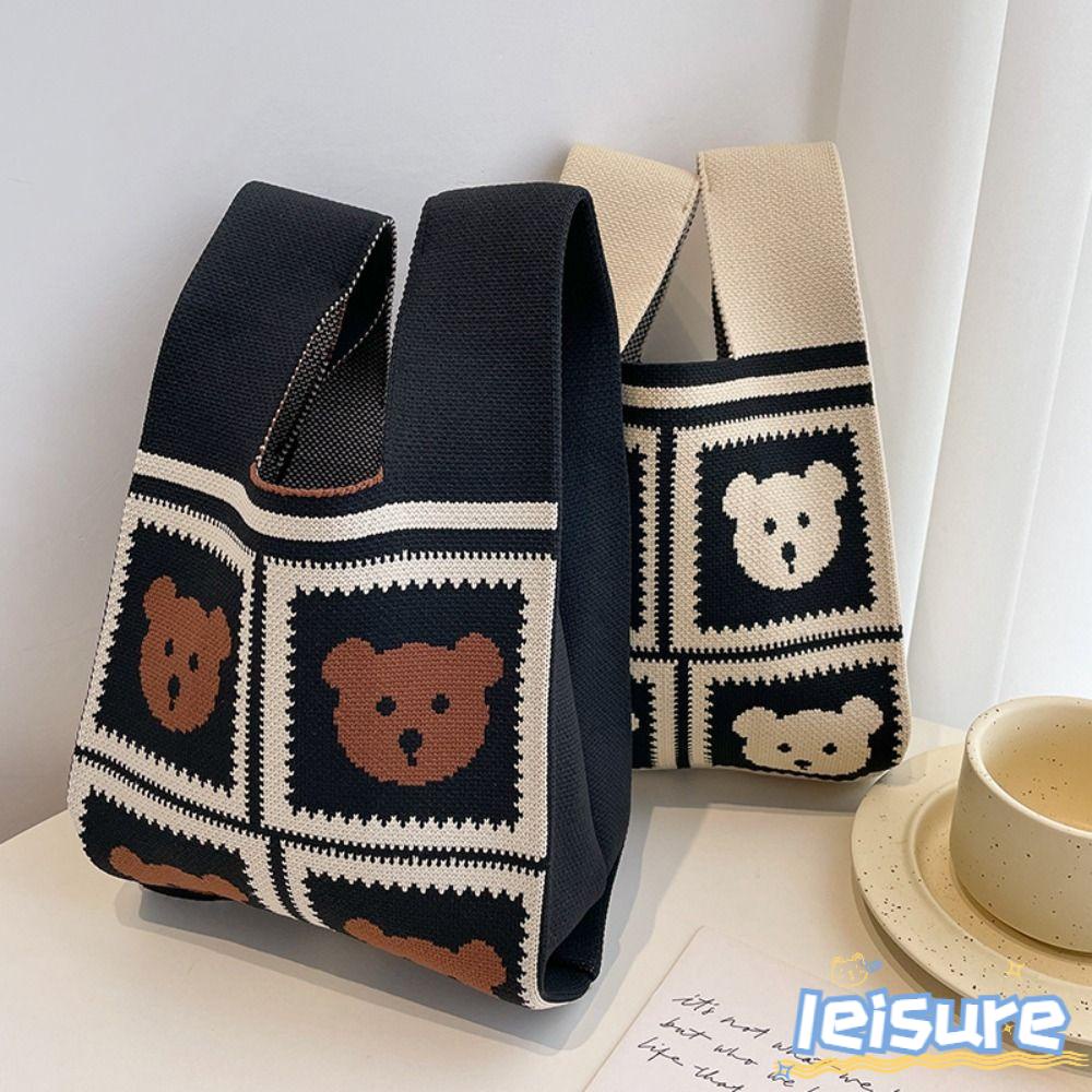 LEISURE Túi Xách Mini Đan Len Đeo Vai Thời Trang Xinh Xắn Cho Nữ